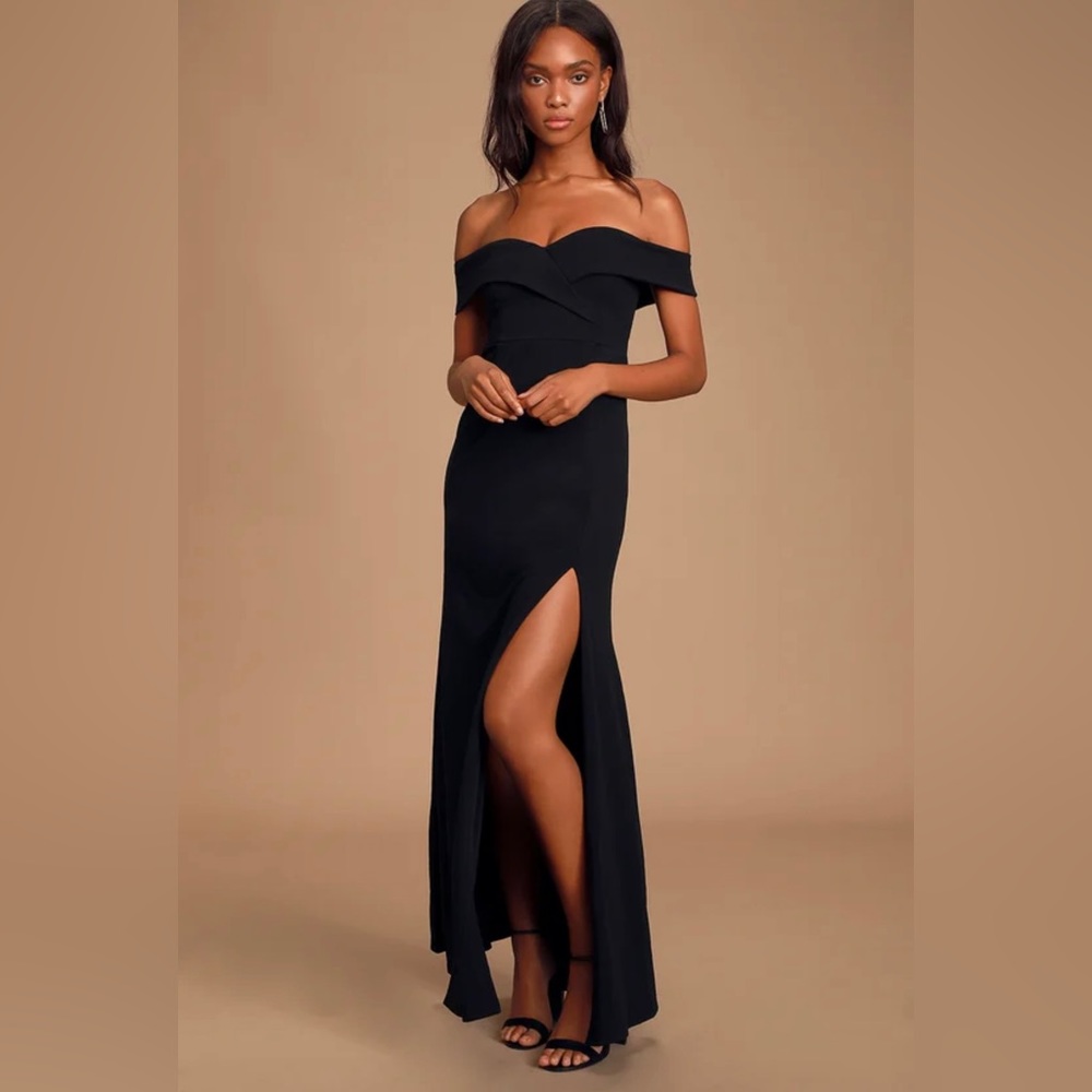 Song of Love Black Off-the-Shoulder Maxi Dress